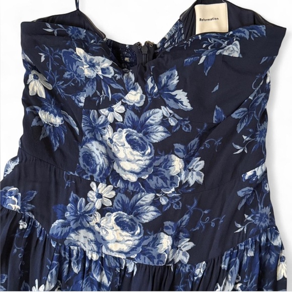Reformation Blue Floral Leilani Dress - Picture 2 of 8